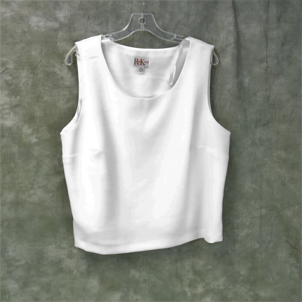 EUC R&K Originals Woman VINTAGE White SLEEVELESS SHELL BLOUSE Plus 16W s-8750
